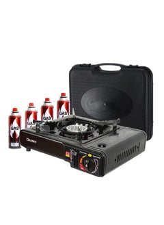 DESSINI DESSINI 4-Piece Camping Stove with Butane Gas Catridge-Two Way Black 