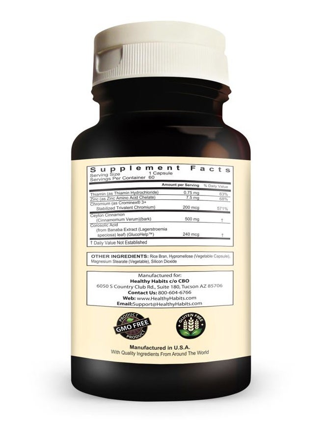 Healthy Habits StrictionD with Glucohelp Banaba Extract Ceylon Cinnamon & Crominex 3  - Image 3