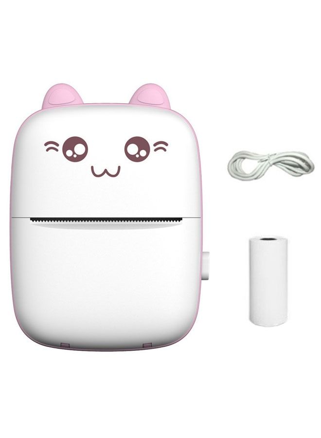 ZCM-HAPPY Multifunctional Mini Portable Thermal Printer with 1 Roll Paper Pink/White  - Image 1
