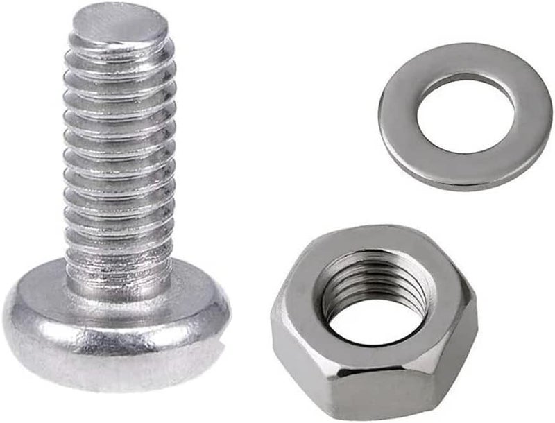 Phillips Pan Head Screw M4 X 10mm Length + Nut +Flat Washer Pack of 10 set