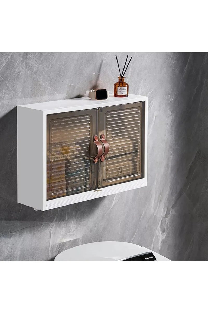 Wall-Mounted 2-Door Bathroom Organizer – Skincare Storage Cabinet & Cupboard - Image 3