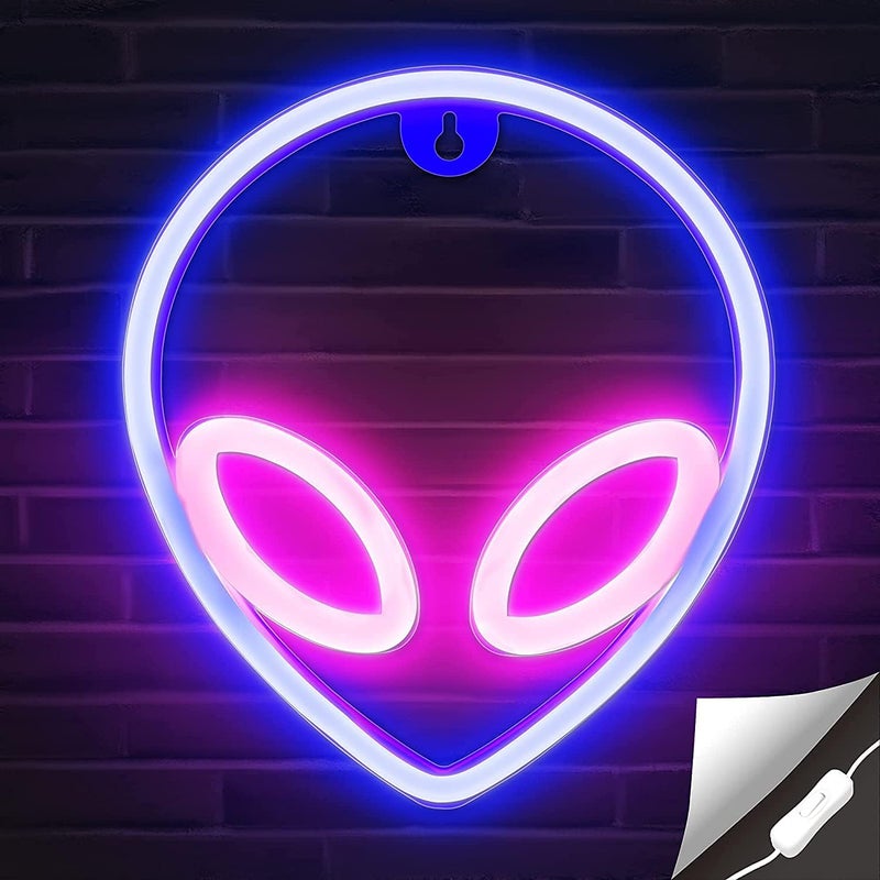 SOLARAE Alien Neon Light, Wall Decor Battery/USB Operated LED Sign, Pink-Yellow for Home, Kids Room, Bar, Festival, Birthday, Wedding Party - Image 1