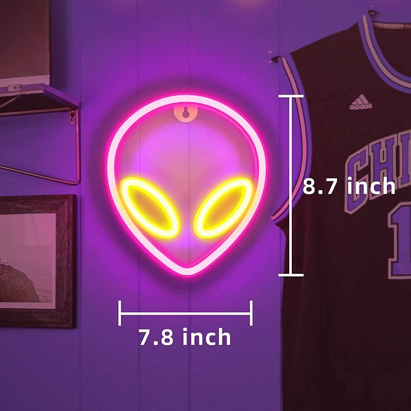 SOLARAE Alien Neon Light, Wall Decor Battery/USB Operated LED Sign, Pink-Yellow for Home, Kids Room, Bar, Festival, Birthday, Wedding Party - Image 3