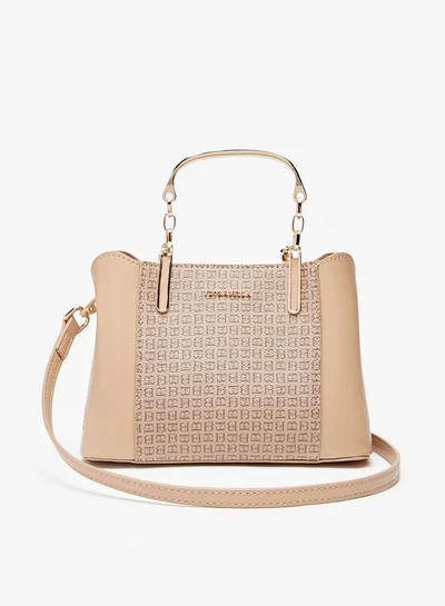 Flora Bella By Shoexpress Monogram Print Tote Bag with Zip Closure and Adjustable Strap