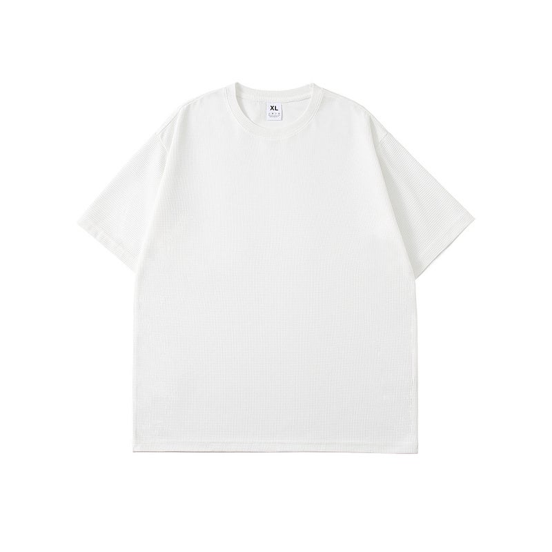 Summer Short Sleeve T-Shirt 230G Waffle Board Loose Plus Size Round Neck Pullover Short Sleeve Shirt Generation - Image 4