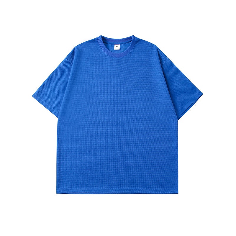 Summer Short Sleeve T-Shirt 230G Waffle Board Loose Plus Size Round Neck Pullover Short Sleeve Shirt Generation - Image 3