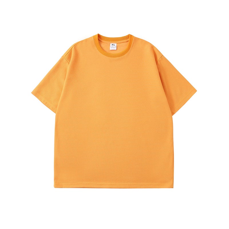 Summer Short Sleeve T-Shirt 230G Waffle Board Loose Plus Size Round Neck Pullover Short Sleeve Shirt Generation - Image 1