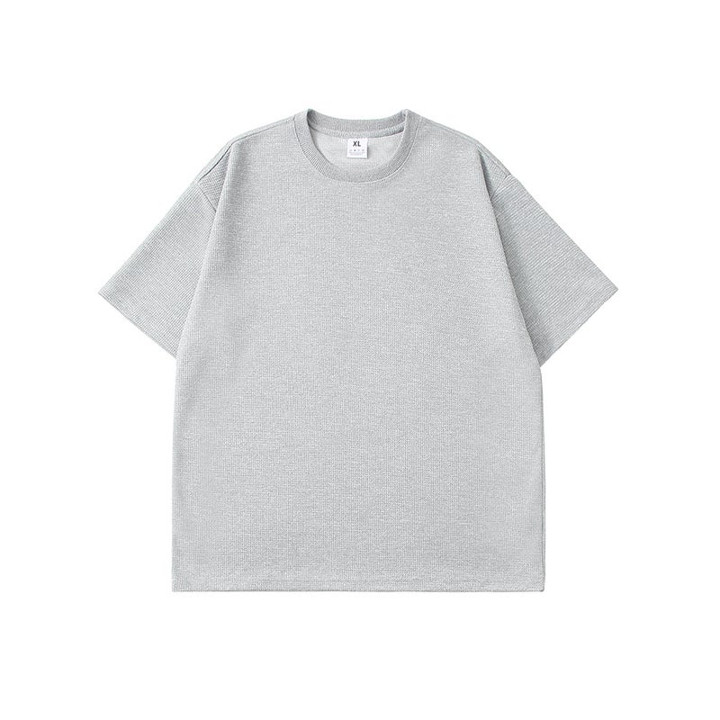 Summer Short Sleeve T-Shirt 230G Waffle Board Loose Plus Size Round Neck Pullover Short Sleeve Shirt Generation - Image 5