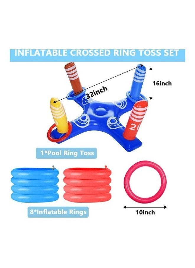 Excefore - Inflatable Pool Toys Games Set Floating Basketball Hoop&Inflatable Pool Ring Toss for Kids Adults Family Swimming Water Sport Fun Floats Accessories - Image 1