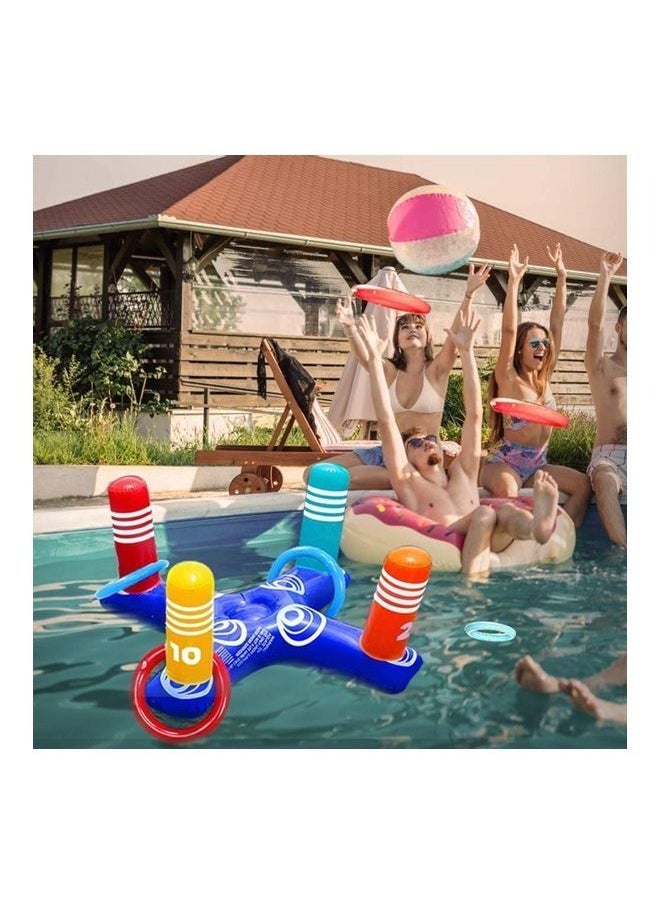 Excefore - Inflatable Pool Toys Games Set Floating Basketball Hoop&Inflatable Pool Ring Toss for Kids Adults Family Swimming Water Sport Fun Floats Accessories - Image 1
