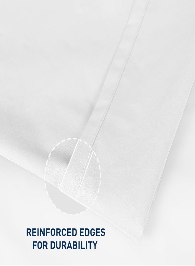 HOMTEC Queen Size Flat Sheet 2 Pack, 100% Cotton Percale Flat Bed Sheet, Breathable, Cool & Crisp White Top Sheet (91" x 103", White) - Image 3