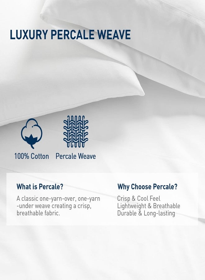 HOMTEC Queen Size Flat Sheet 2 Pack, 100% Cotton Percale Flat Bed Sheet, Breathable, Cool & Crisp White Top Sheet (91" x 103", White) - Image 2