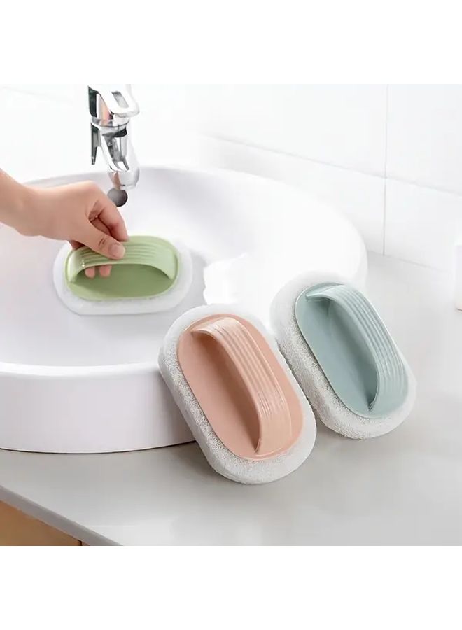 Green Non Electric Bathroom Tile Cleaning Brush With Ergonomic Handle Durable Plastic Scrubber For Bathtub Kitchen Pots And Sinks Multi Surface Stain Remover - Image 2