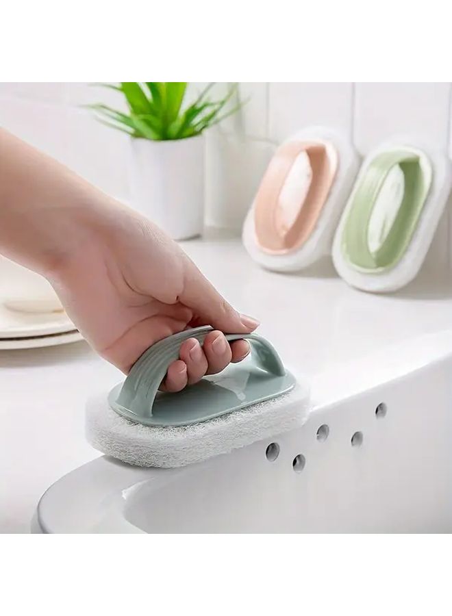 Green Non Electric Bathroom Tile Cleaning Brush With Ergonomic Handle Durable Plastic Scrubber For Bathtub Kitchen Pots And Sinks Multi Surface Stain Remover - Image 1