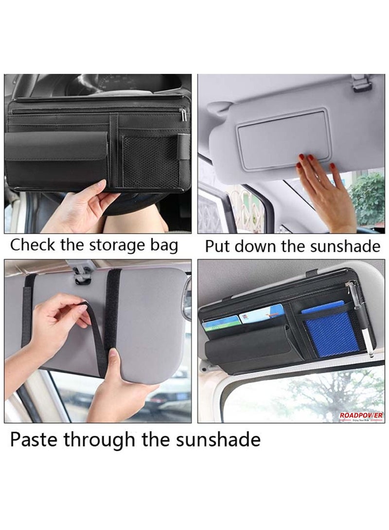 RoadPower Multi-function Car Sun Visor Space Organizer Storage & Holder of Card Phone Bag Document Pen Sunglasses Black - Image 5