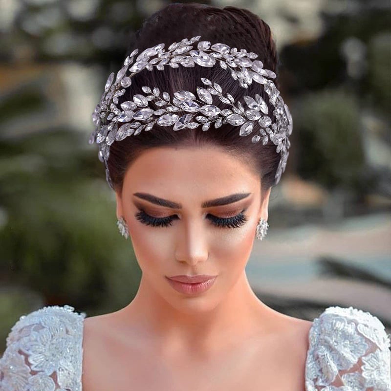 Ovenot إكليل زينم المرصع بالأحجار الكريمة، قطعة رأس عروس لحفل الزفاف، إكسسوارات شعر للحفلات للنساء - Image 2