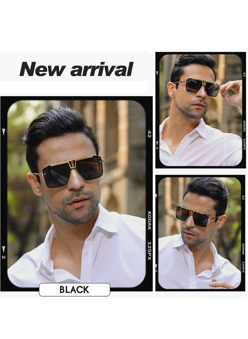 Stylish Rectangular Polarized Sunglasses for Men & Women - UV 400 Metal Frame Eyewear for Driving, Sports & Outdoor Activities (2 Pack) - Image 3