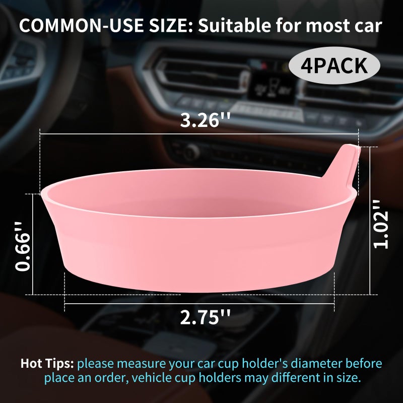ME.FAN Car Cup Holder Coasters [4 Pack] Silicone Cups Mats, Automotive Universal Non-Slip Recessed Interior Accessories Pink - Image 2
