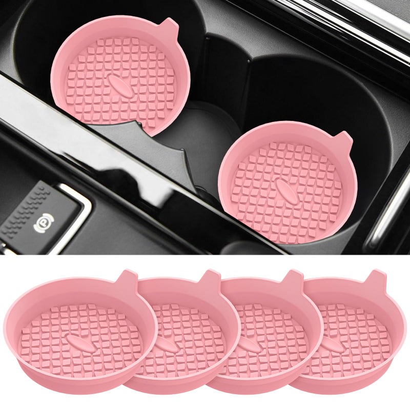 ME.FAN Car Cup Holder Coasters [4 Pack] Silicone Cups Mats, Automotive Universal Non-Slip Recessed Interior Accessories Pink - Image 1