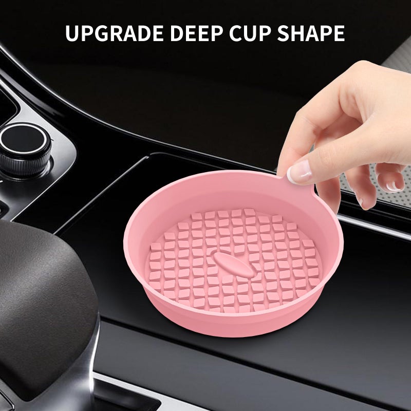 ME.FAN Car Cup Holder Coasters [4 Pack] Silicone Cups Mats, Automotive Universal Non-Slip Recessed Interior Accessories Pink - Image 4