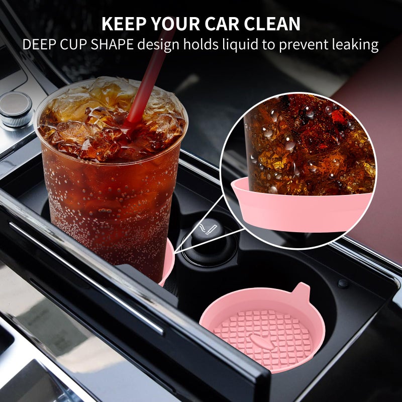 ME.FAN Car Cup Holder Coasters [4 Pack] Silicone Cups Mats, Automotive Universal Non-Slip Recessed Interior Accessories Pink - Image 3