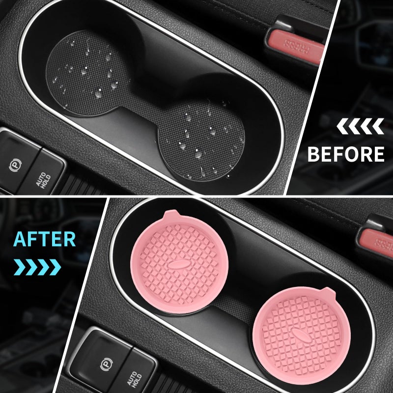 ME.FAN Car Cup Holder Coasters [4 Pack] Silicone Cups Mats, Automotive Universal Non-Slip Recessed Interior Accessories Pink - Image 5