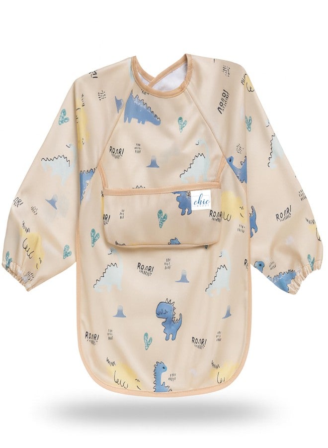 Chic Buddy Baby Long Sleeve Bib, Toddler Children's Leak-Free Bib with Sleeves, Washable/Lightweight/Wipeable (6-24 Months) waterproof Apron Shirt with Pocket (Wander) - Image 1