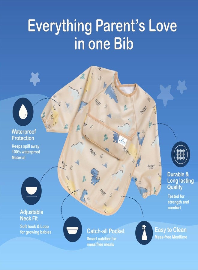 Chic Buddy Baby Long Sleeve Bib, Toddler Children's Leak-Free Bib with Sleeves, Washable/Lightweight/Wipeable (6-24 Months) waterproof Apron Shirt with Pocket (Wander) - Image 4