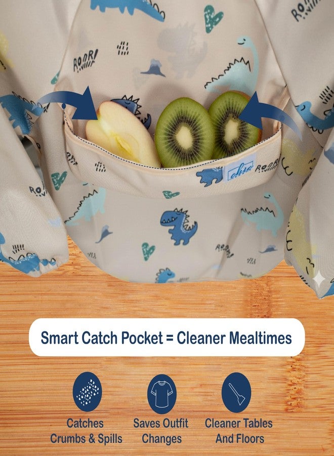 Chic Buddy Baby Long Sleeve Bib, Toddler Children's Leak-Free Bib with Sleeves, Washable/Lightweight/Wipeable (6-24 Months) waterproof Apron Shirt with Pocket (Wander) - Image 5