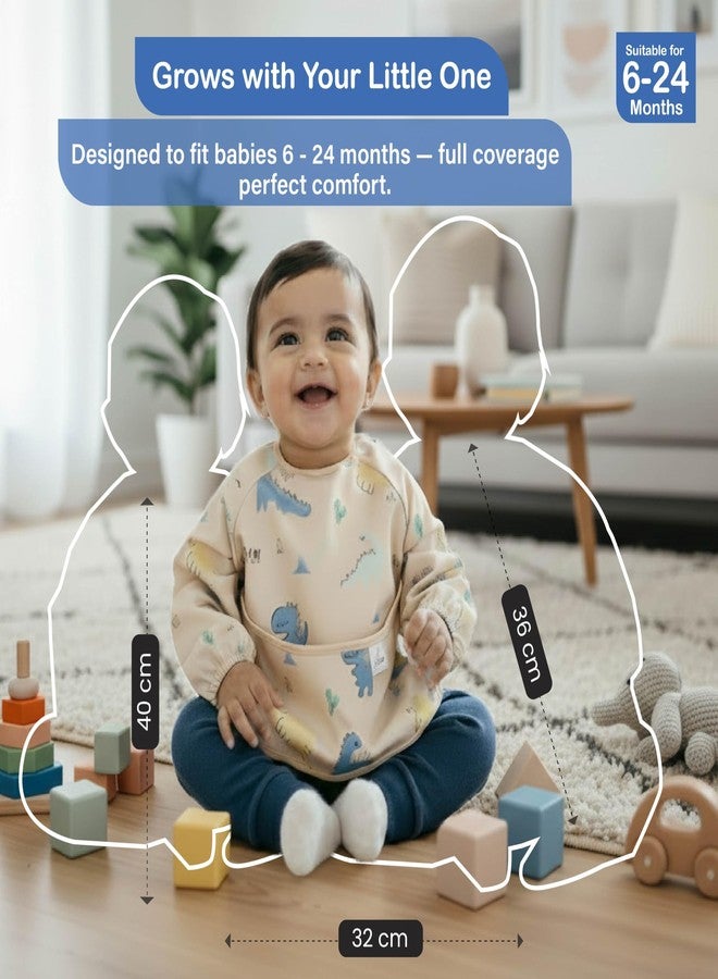Chic Buddy Baby Long Sleeve Bib, Toddler Children's Leak-Free Bib with Sleeves, Washable/Lightweight/Wipeable (6-24 Months) waterproof Apron Shirt with Pocket (Wander) - Image 2