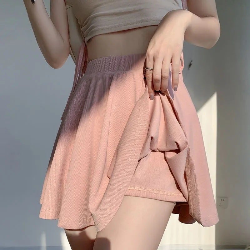 تنورة نسائية بليسيه على شكل A، خصر عالي، تنحيف، صيفية - Image 1