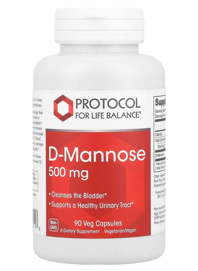 Protocol For Life Balance D-Mannose 500 mg  90 Veg Capsules  - Image 1