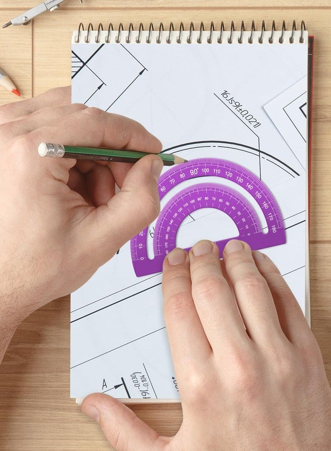 Honagu Triangular Ruler Set, 4+1Pieces Aluminum Alloy Ruler, Metal Drafting Ruler, Geometric Protractor for Students, School Office Supplies (Purple, 20cm) - Image 4