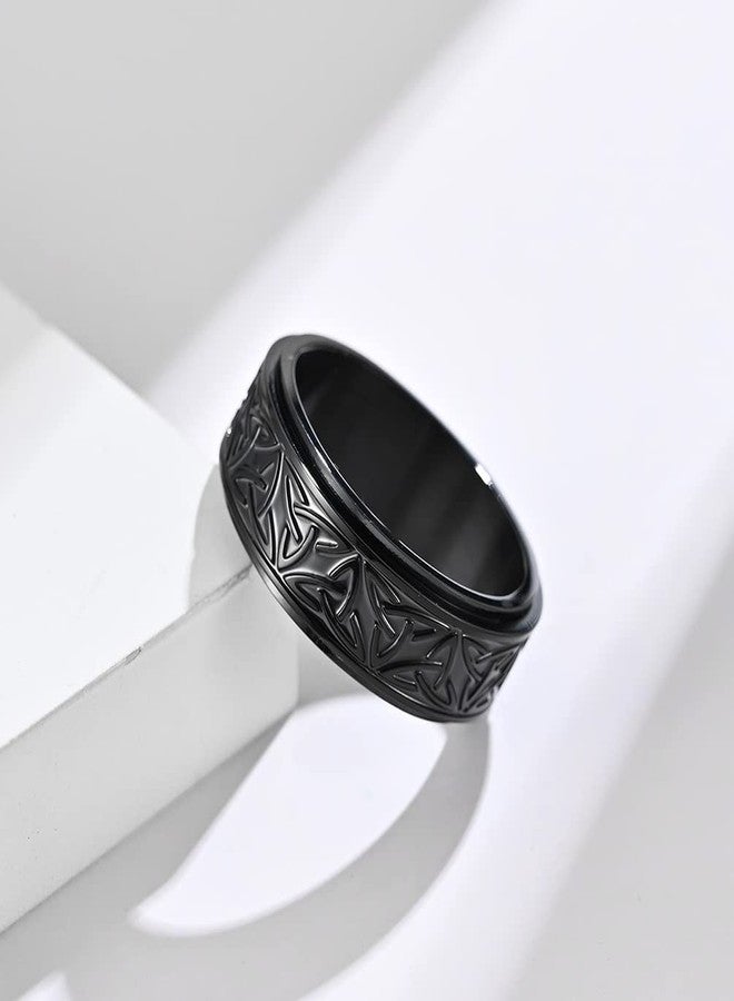 SINLEO Stainless Steel Anxiety Ring Celtic Knot Spinner Ring for Men Women Fidget Rings Stress Relieving Tool Jewelry for Anxiety Black Size 8 - Image 3