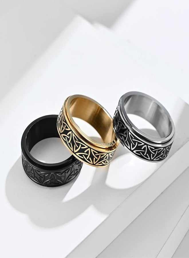 SINLEO Stainless Steel Anxiety Ring Celtic Knot Spinner Ring for Men Women Fidget Rings Stress Relieving Tool Jewelry for Anxiety Black Size 8 - Image 4