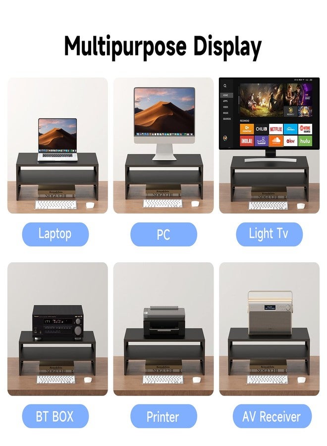 Pholiten Monitor Stand Riser, Desktop Stand, Computer Stand, Ergonomic Design, Two-Level Design, Desktop Organization, Keyboard Smartphone Storage, Printer Stand, Display Stand, 16.5 x 9.3 x 5.6 - Image 5
