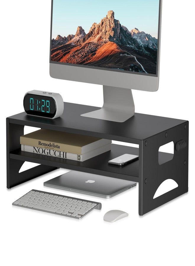 Pholiten Monitor Stand Riser, Desktop Stand, Computer Stand, Ergonomic Design, Two-Level Design, Desktop Organization, Keyboard Smartphone Storage, Printer Stand, Display Stand, 16.5 x 9.3 x 5.6 - Image 1