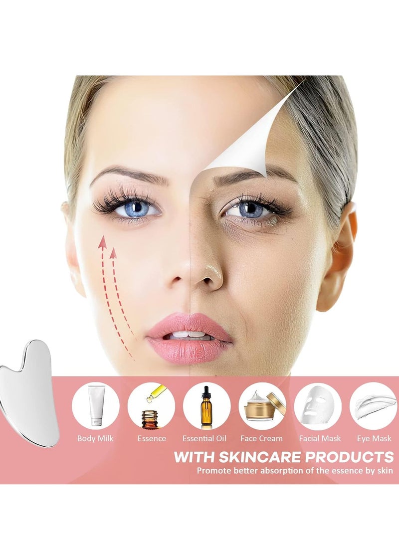 Loquat Stainless Steel Gua Sha Facial Tools, Metal Guasha Scraping Massage Tool, Lymphatic Drainage Massage Scraper for Face, Eyes, Neck, Body - Image 3