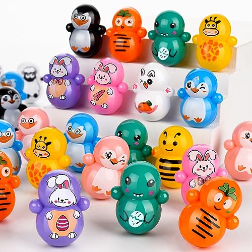 FFNIU Mini Tumbler Toy 70pcs Animal Tumbler Toys for Kids Doll Tumblers Toys for Classroom Rewards Goodie Bag Filler Birthday Party Favors - Image 1