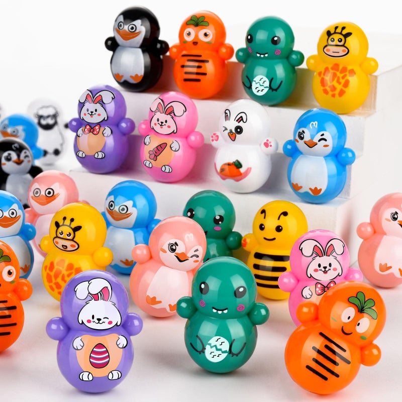FFNIU Mini Tumbler Toy 70pcs Animal Tumbler Toys for Kids Doll Tumblers Toys for Classroom Rewards Goodie Bag Filler Birthday Party Favors - Image 3