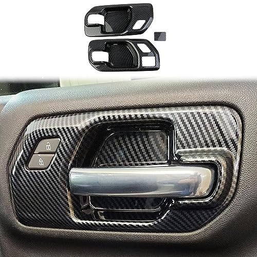 Fewshaw Carbon Fiber Inner Door Handle Bowl Cover Trim for 2019-2025 Chevy Silverado 1500/GMC Sierra 1500 for 2020-2025 Sierra/Silverado 2500 3500 HD (Front Door) - Image 1