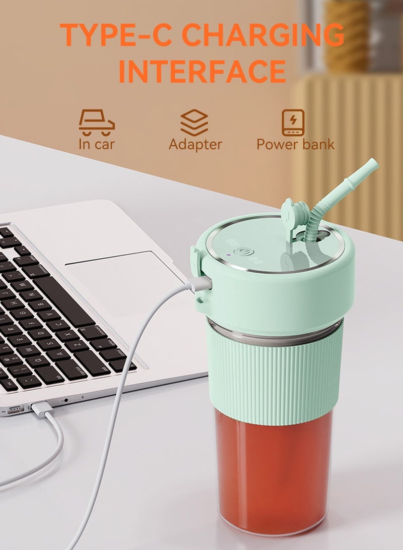 LEOKOR كوب خلاط محمول مع شفاطة، خلاط عصارة أوتوماتيكي لاسلكي سعة 350 مل مع USB قابل لإعادة الشحن، كوب عصارة خلاط بحجم شخصي للمكتب والرياضة والسفر - Image 5