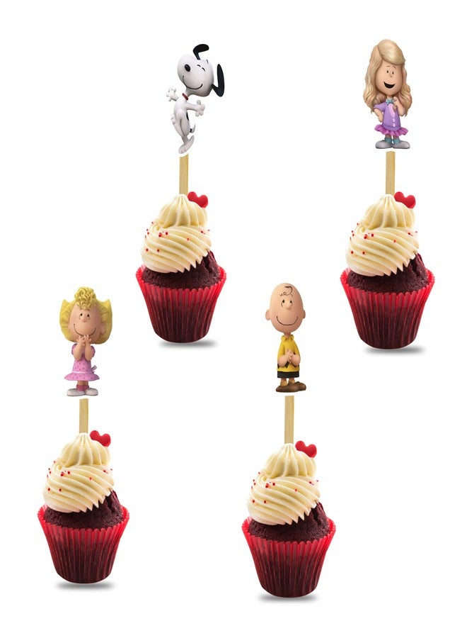 Seyal Charlie Broown Cupcake Topper Party Decoration, Classic Cartoon Style Cupcake Picks for Birthday Celebration, Premium Cardstock Decorative Toppers for Dessert Table and Party Display - Image 1