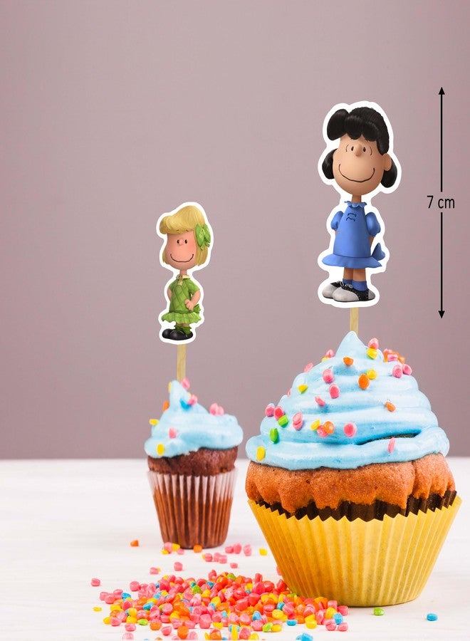 Seyal Charlie Broown Cupcake Topper Party Decoration, Classic Cartoon Style Cupcake Picks for Birthday Celebration, Premium Cardstock Decorative Toppers for Dessert Table and Party Display - Image 2