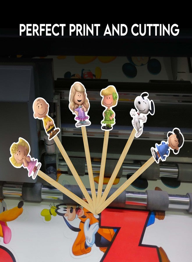 Seyal Charlie Broown Cupcake Topper Party Decoration, Classic Cartoon Style Cupcake Picks for Birthday Celebration, Premium Cardstock Decorative Toppers for Dessert Table and Party Display - Image 3
