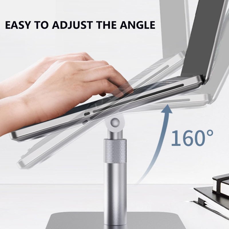Adjustable Portable Laptop Stand Silver, Height Adjustable Notebook Riser with Heat Dissipation, Folding Computer Holder for Office and Travel Use - Image 3