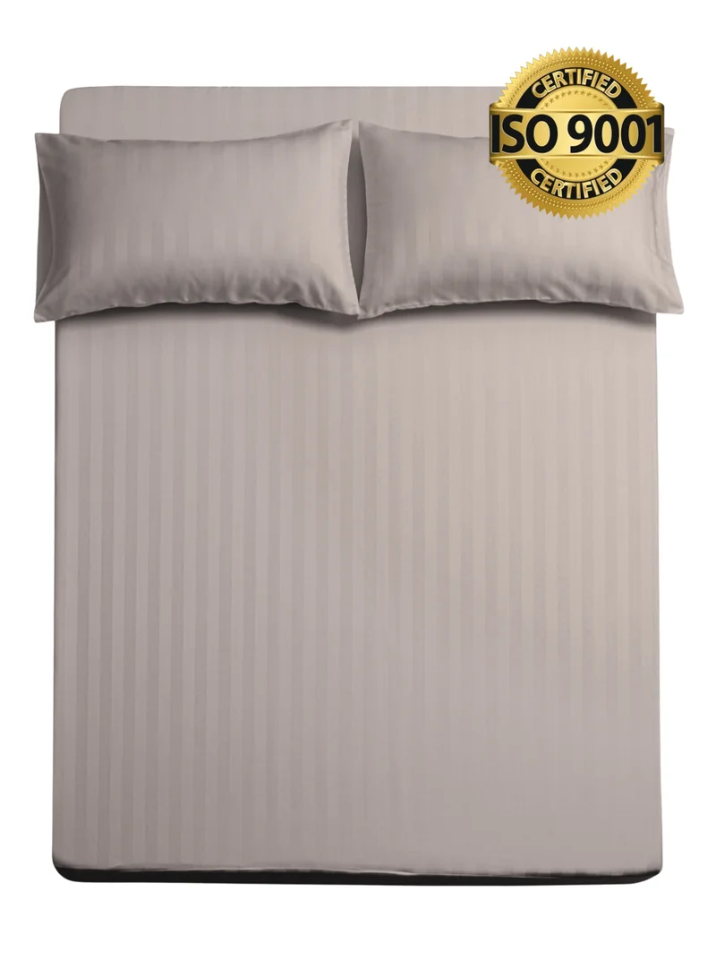 Master Home Textile Single Microfiber Sheet Set,  Single Size 2 Pieces, Hotel Stripes Design