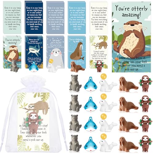 Fumete 75 Sets End of Year Gifts Bulk for Teacher Employee Coworker Graduation CNA Week Positive Resin Animal with Funny Motivation Pun Note Cards Office Team Staff Pocket FavorStylish Style - Image 1