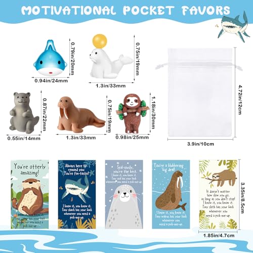 Fumete 75 Sets End of Year Gifts Bulk for Teacher Employee Coworker Graduation CNA Week Positive Resin Animal with Funny Motivation Pun Note Cards Office Team Staff Pocket FavorStylish Style - Image 3