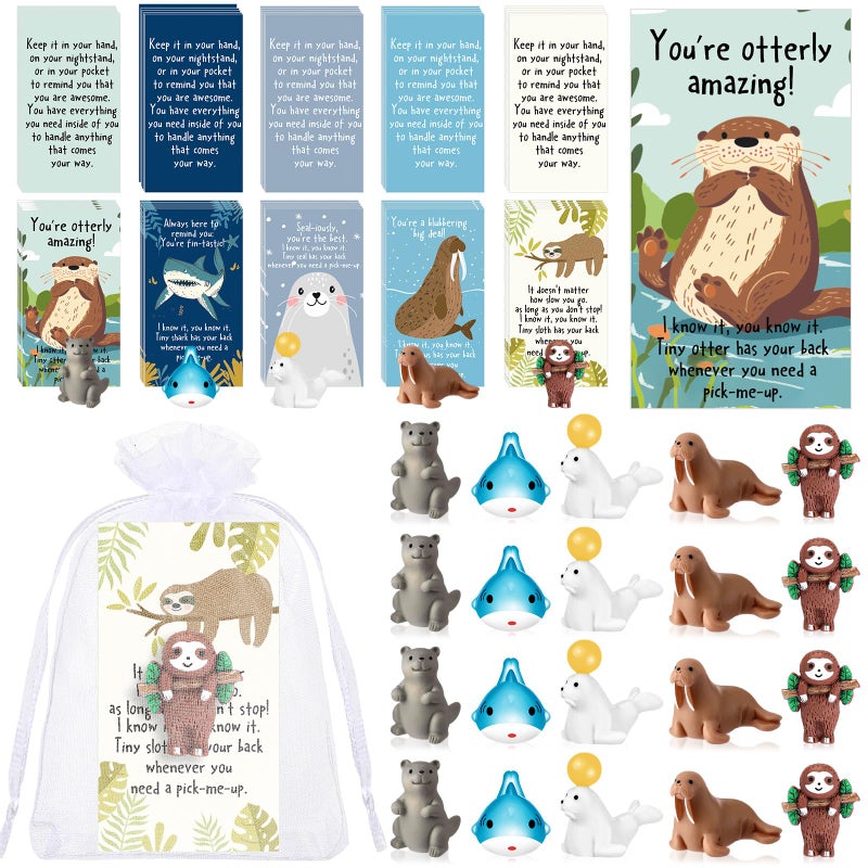 Fumete 75 Sets End of Year Gifts Bulk for Teacher Employee Coworker Graduation CNA Week Positive Resin Animal with Funny Motivation Pun Note Cards Office Team Staff Pocket FavorStylish Style - Image 2
